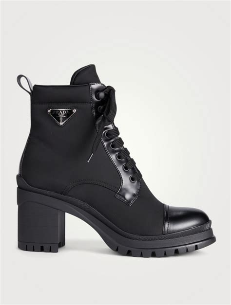 prada leather nylon boots|prada black chunky combat boots.